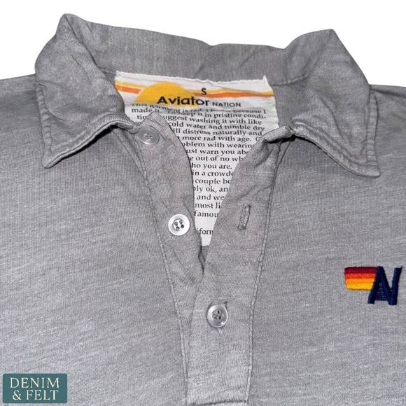 Aviator Nation Polo Shirt Small Light Grey Tri-Blend Soft Vintage Look - Picture 11 of 14